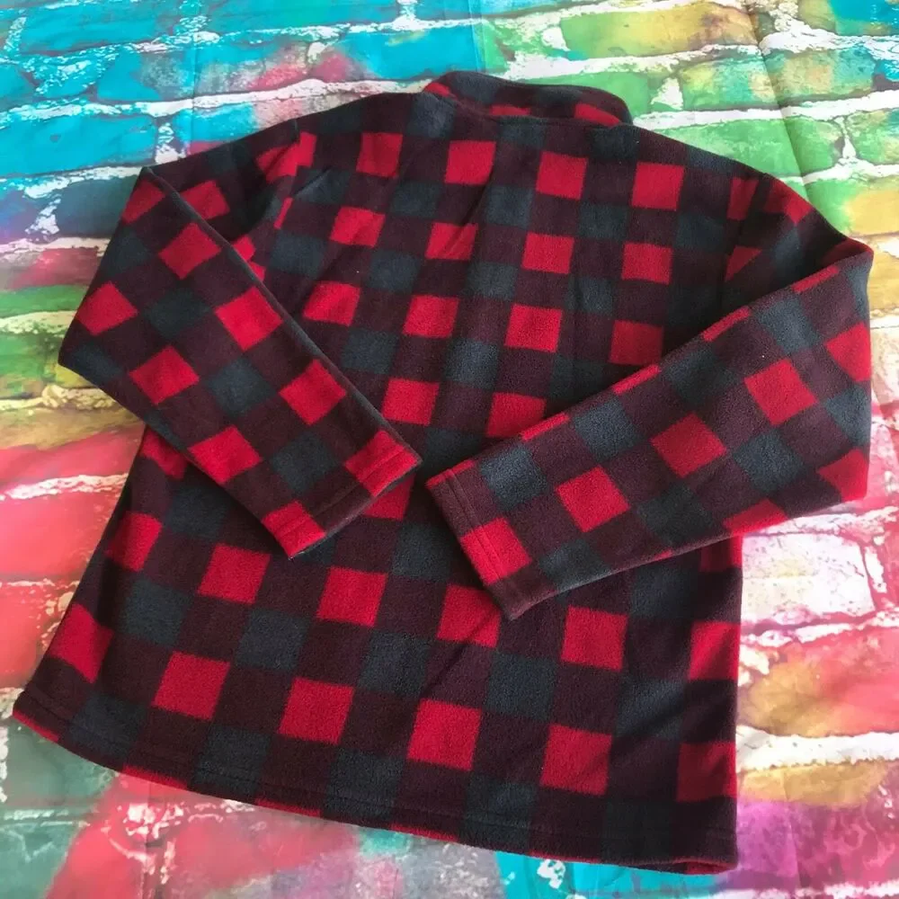 Gymboree Boy Pullover 10 12 Mix n Match Gray Red Buffalo Check Fleece Sweatshirt
